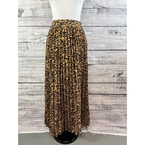 Ebossy Collection Skirt size Small Cheetah Leopard Sheer Pleated Long A Line - Picture 2 of 11